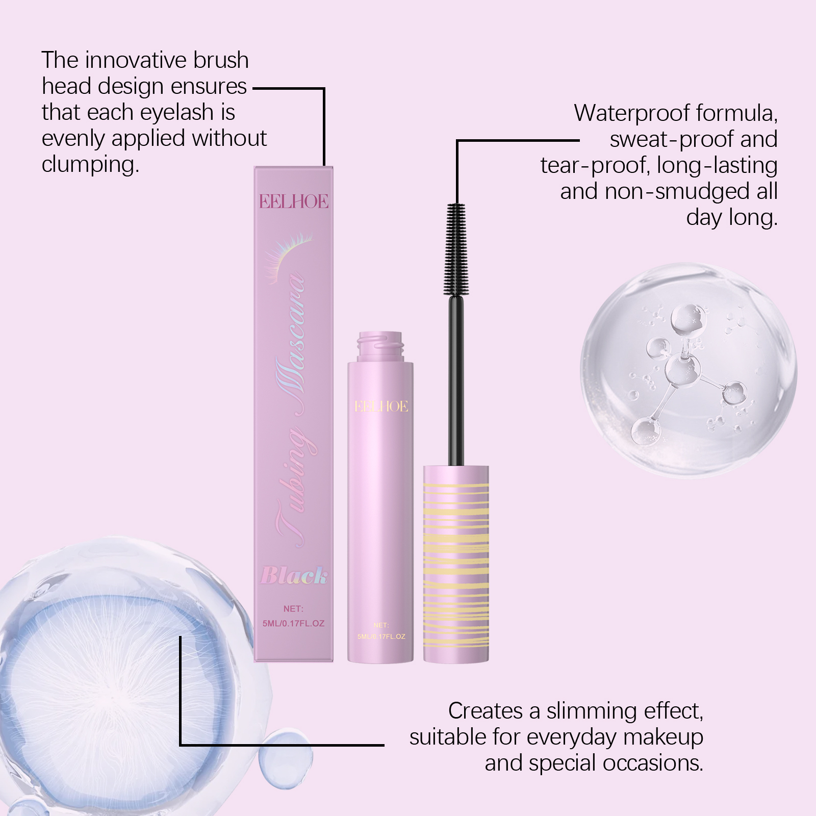 Black Mascara Daily Natural Smudgeproof Longlasting Party Glam Eye Makeup Setting Mascara