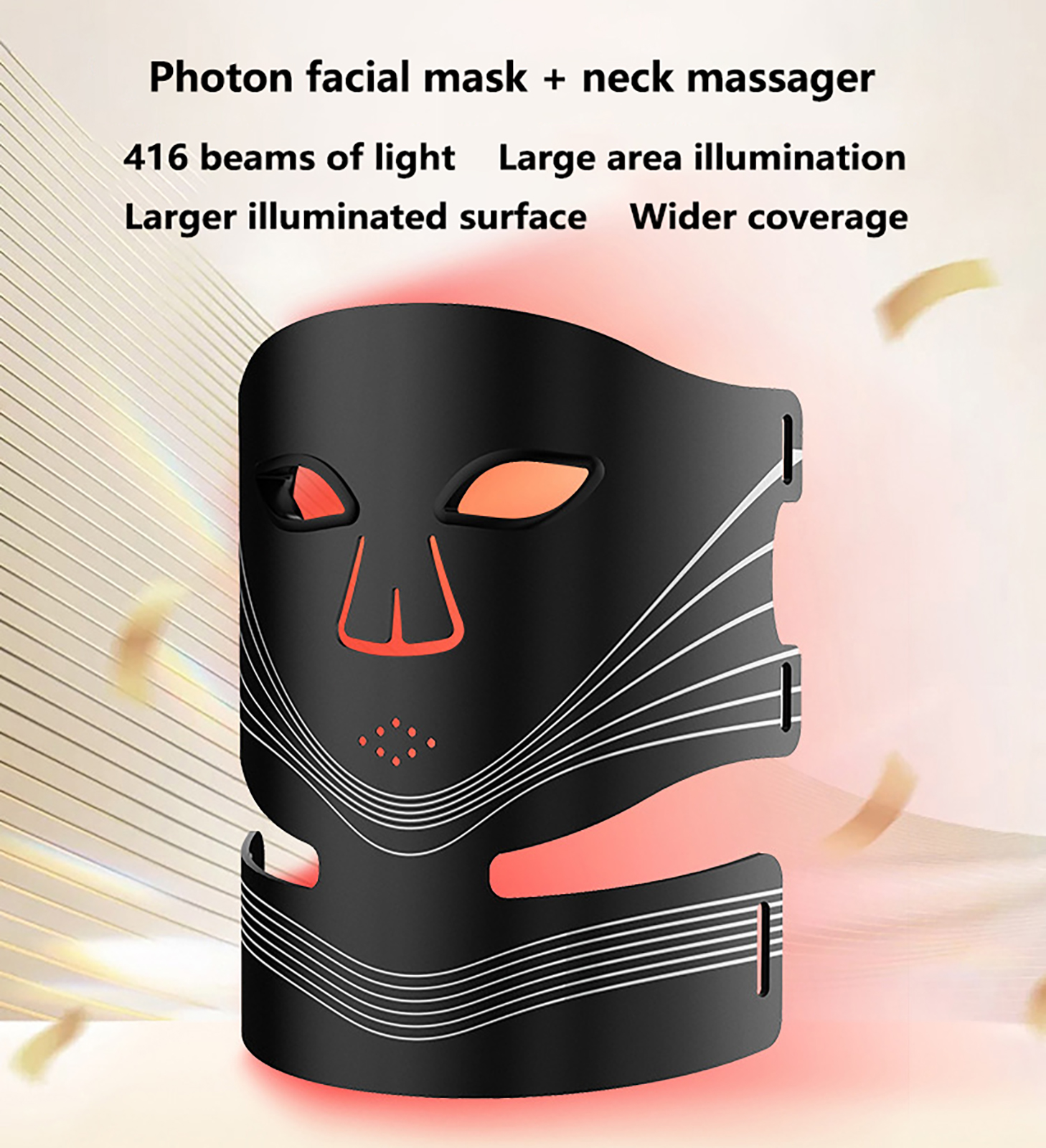 (Black) Red Light Therapy for Face LED Facial Mask Wireless Light Therapy Mask 4 Color Near-Infrared Red Light for Skin Glow Anti-Aging Acne Wrinkle Relief Home Travel