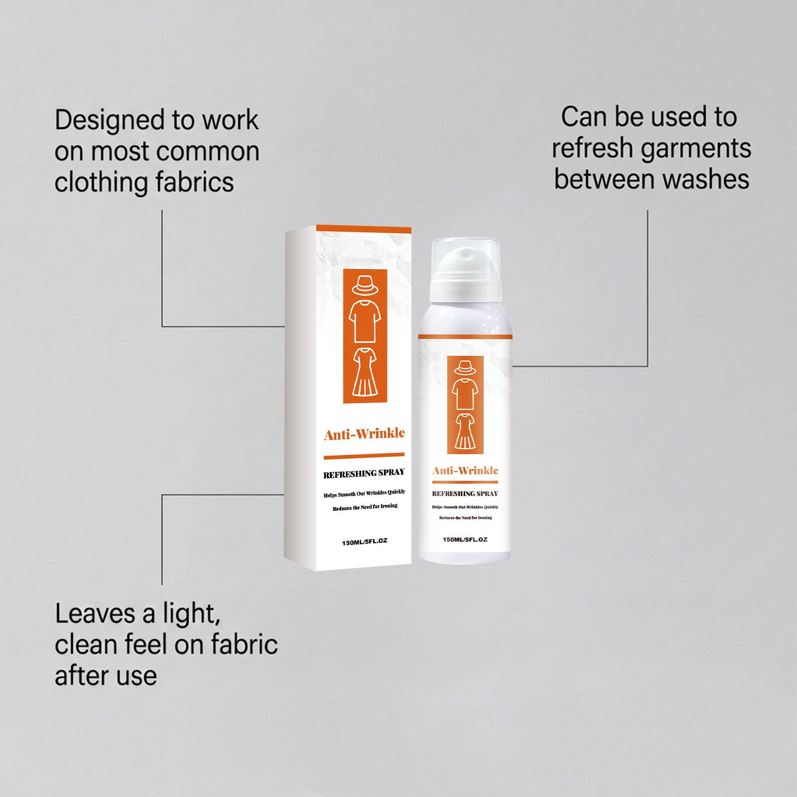 Fabric Wrinkle Release Spray For Clothes Lightweight Smoothing And Daily Care 150ml