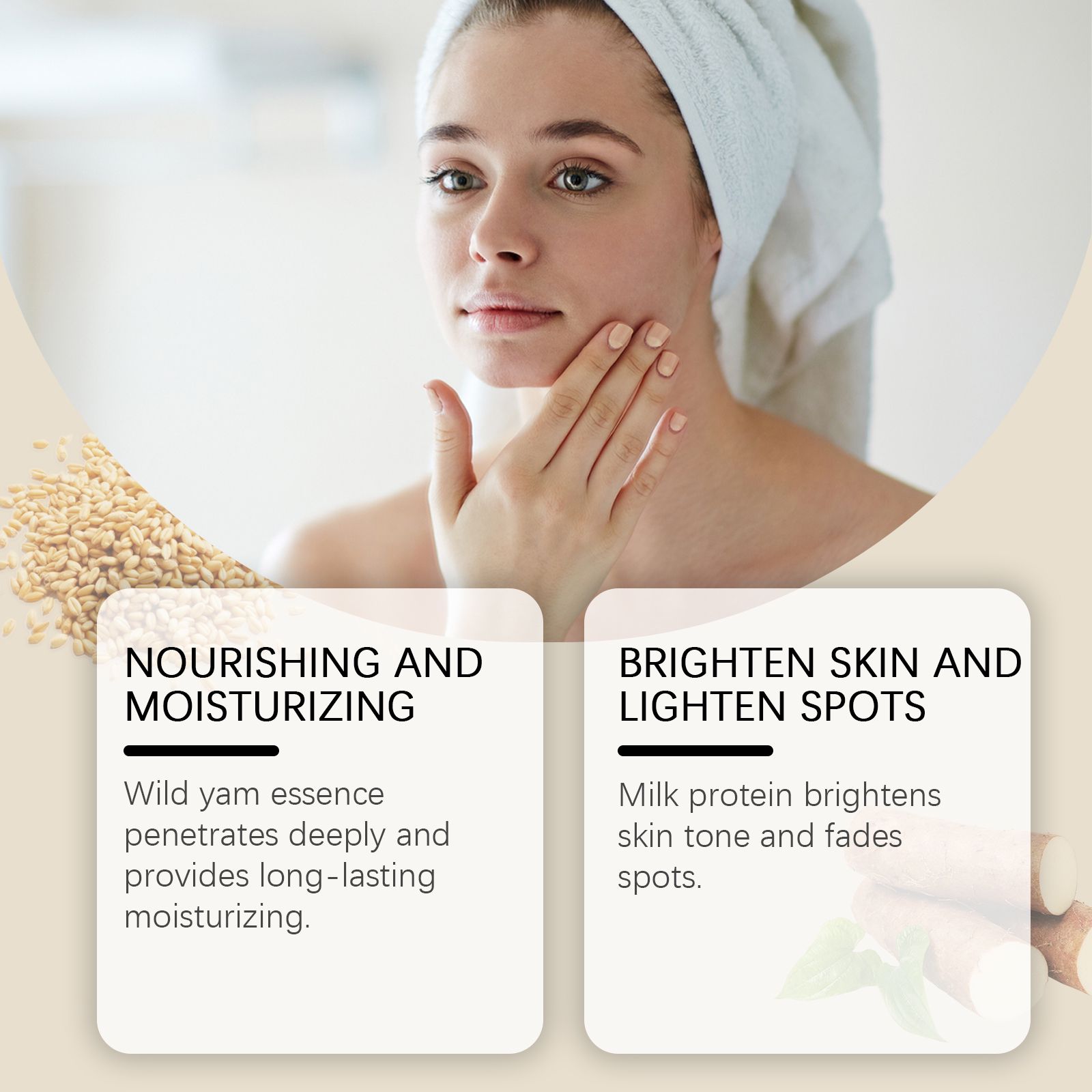 Wild Yam Moisturizing Skincare Set With Toner Lotion And Cream For Daily Hydration