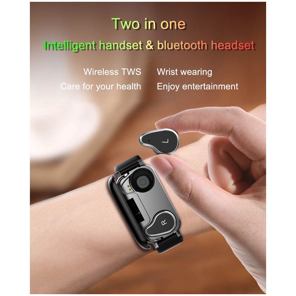 (Blue) 2 in 1 Bluetooth Smart Watch Earpiece Headset