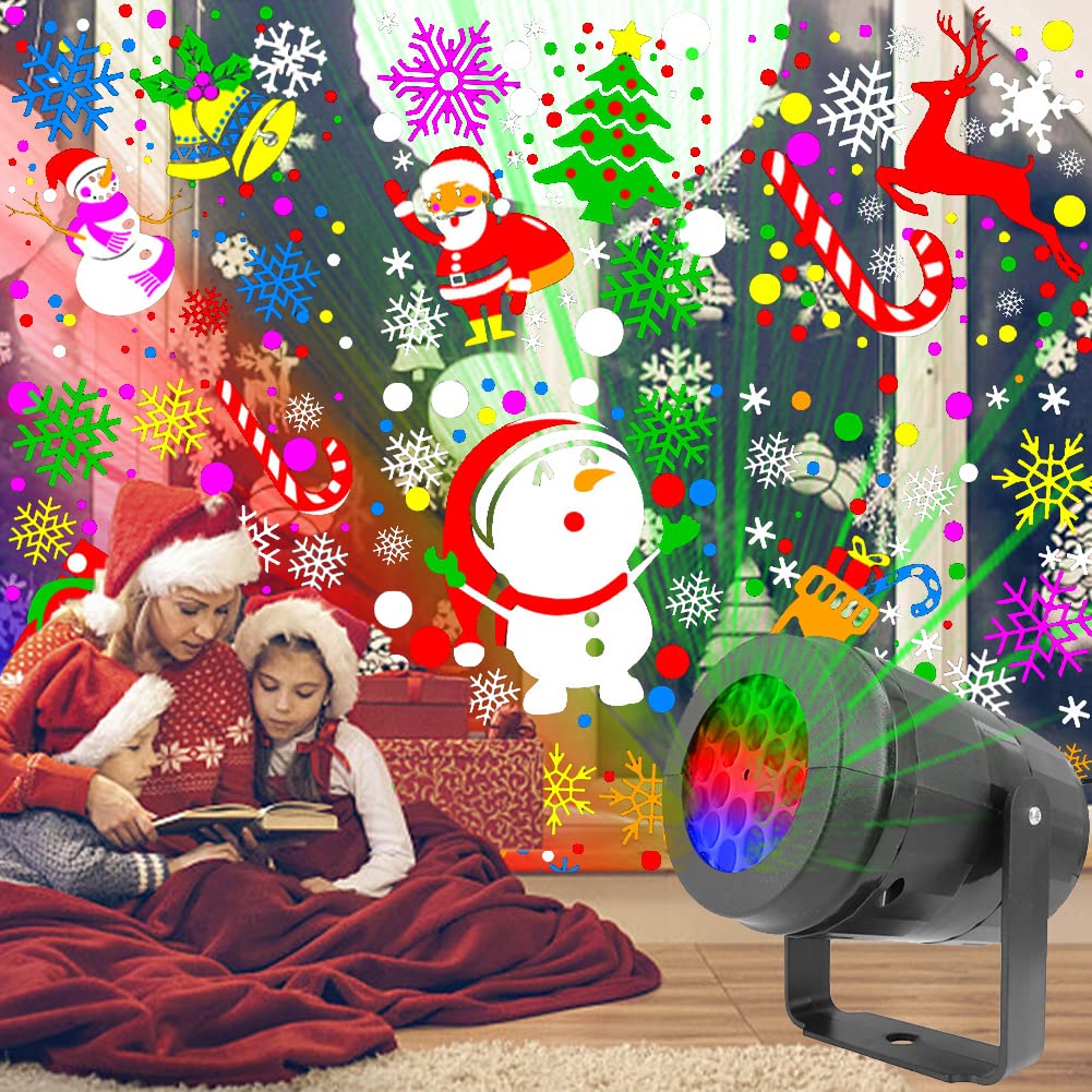 Christmas Projector LED Lights  Projection Lamp Waterproof Projection Light with 12 Slides Patterns Landscape Snowflake Elk Snowman Christmas Tree Santa Reindeer Light for Christmas Xmas Party Indoor Decorations