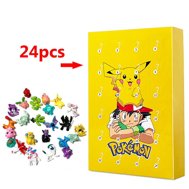 Christmas Advent Calendar Blind Box 24 PCS Pokemon Pikachu Elf Anime Figures Children Cartoon Toys Party Favor Countdown Calendar Toy for Girls Boys Xmas Gifts
