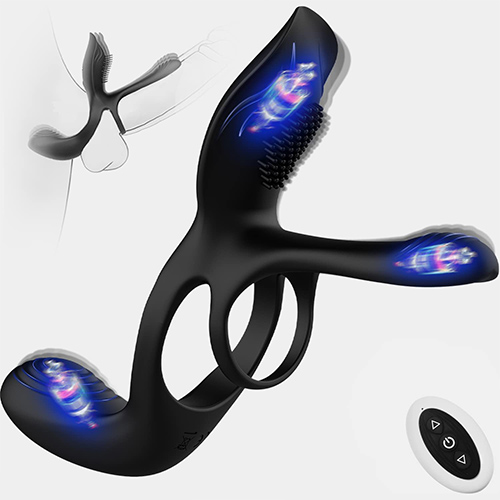 Vibrator for Couple 3 in 1 Vibrating Cock Ring Men Penis Rings Vibrators Perineum G spot Clitorals Massage Stimulator Sex Novelties with 10 Modes Adult Toys for Men and Women Sex Pleasure