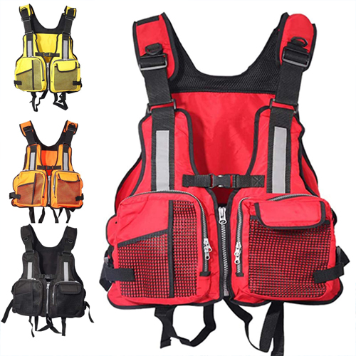 (Yellow) Life Jacket Adults Boat Aid Sailing Kayak Fishing Life Jacket Vest with Multi-Pockets And Reflective Stripe Men Women Outdoor Floating Water Sports Fishing Sailing Surfing Kayaking One Size