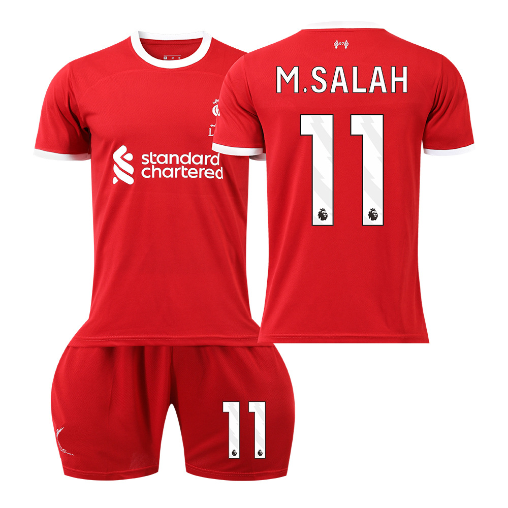 (Kids 16) 23-24 LFC Home Kids M.SALAH No. 11 Football Kit Boys Girls Tracksuit Training Suits