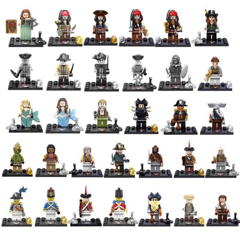 (A) 8pcs Caribbean Pirates Minifigures Compatible Toys Fit Lego