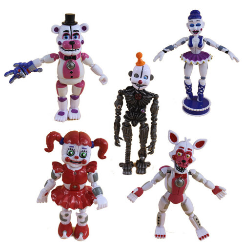 FNAF Five Nights At Freddys Action Figure Toys Funtime Sister Location Horror Doll Movable Joints for Fans Birthday Gifts 5pcs Set