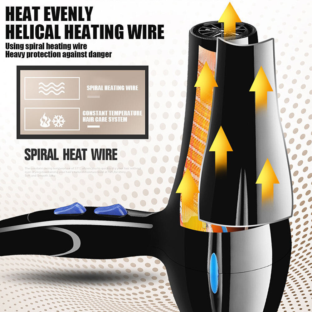 2200W Professional Style Hair Dryer Nozzle Concentrator Blower Pro Salon Heat UK