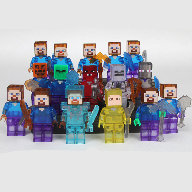 Minecraft Building Blocks Toys Mini Figures Game Steve Character Figure Building Kits 16pcs Collection Display Toy for Boys Girls Compatible with Lego