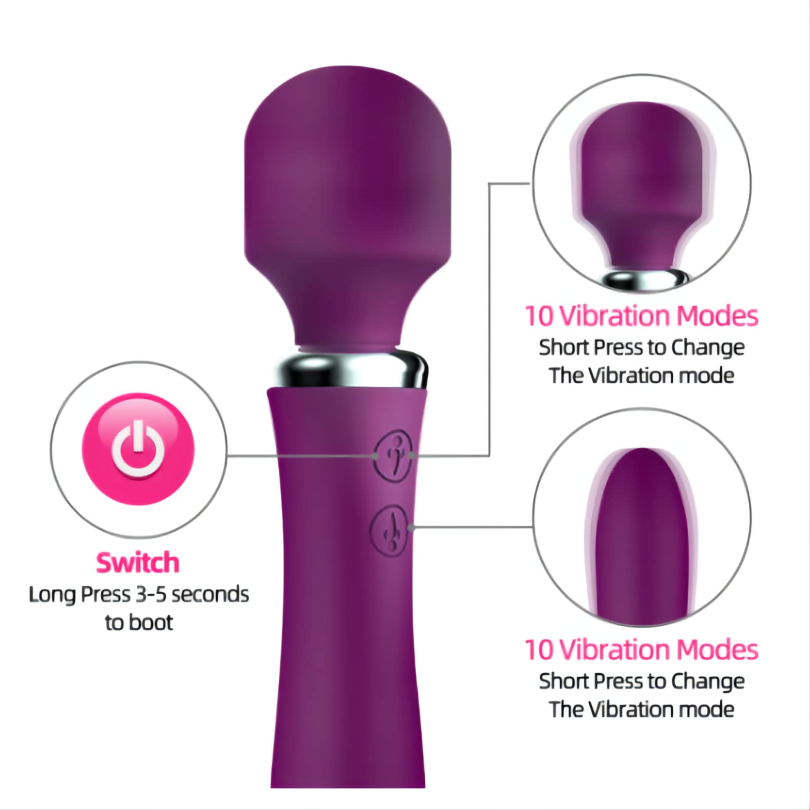 (Pink) G Spot Dildo Sex Toy for Woman Clit Stimulator  Female Masturbator Double Headed AV Vibrator Wand Massager Masturbation Device Erotic Adult Products