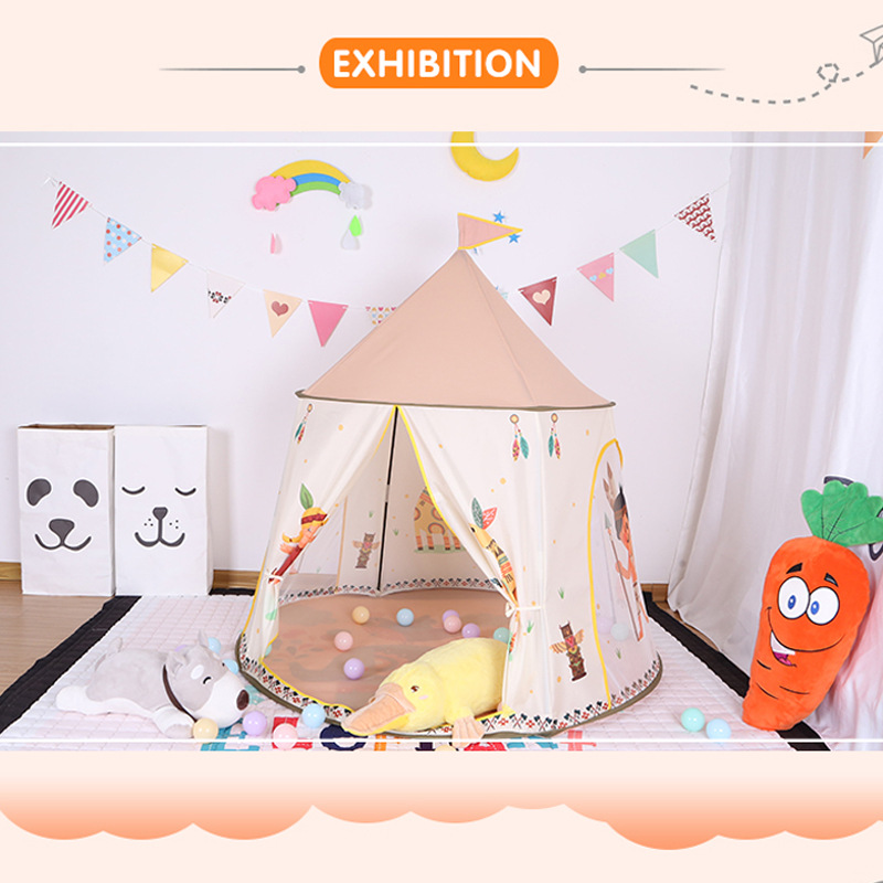 Childrens Foldable Teepee Tent Indian-Themed Playhouse for Indoor Fun