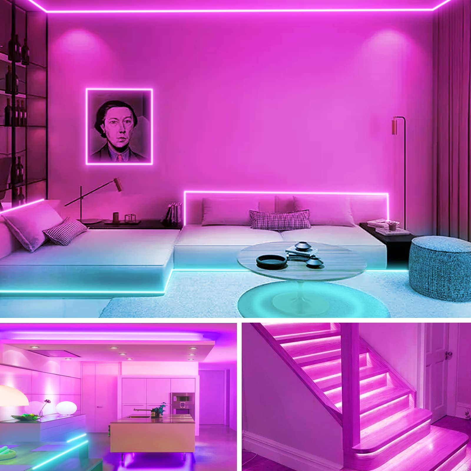 (10M) KSIPZE Led Strip Lights RGB Music Sync Color Changing Led Lights with Smart App Control Remote Led Lights for Bedroom Lighting Flexible Home Decoration