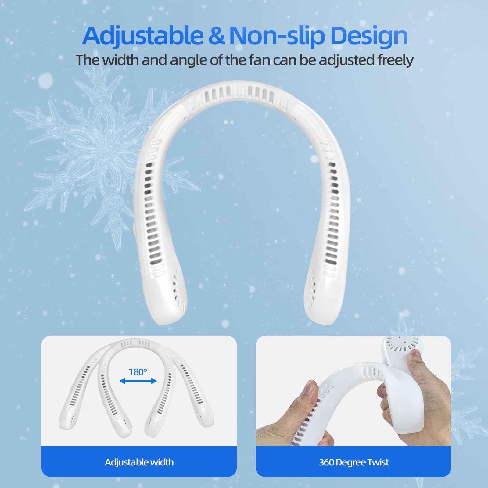 (Black) MakeCool Portable Neck Fan Neck Fans USB Rechargeable 5 Speed Hanging Bladeless Fan 360 Degrees Airflow Neck Fans for Men Women Rechargeable