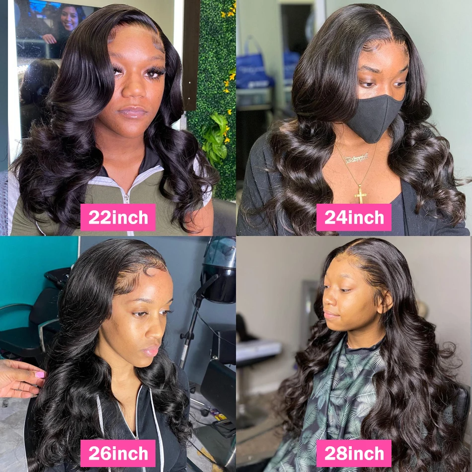 (14inches) 36 30 Inch 13x4 HD Transparent Lace Front Human Hair Wigs Brazilian Body Wave Lace Frontal Wig For Women 180 Percent Density Lace Wig