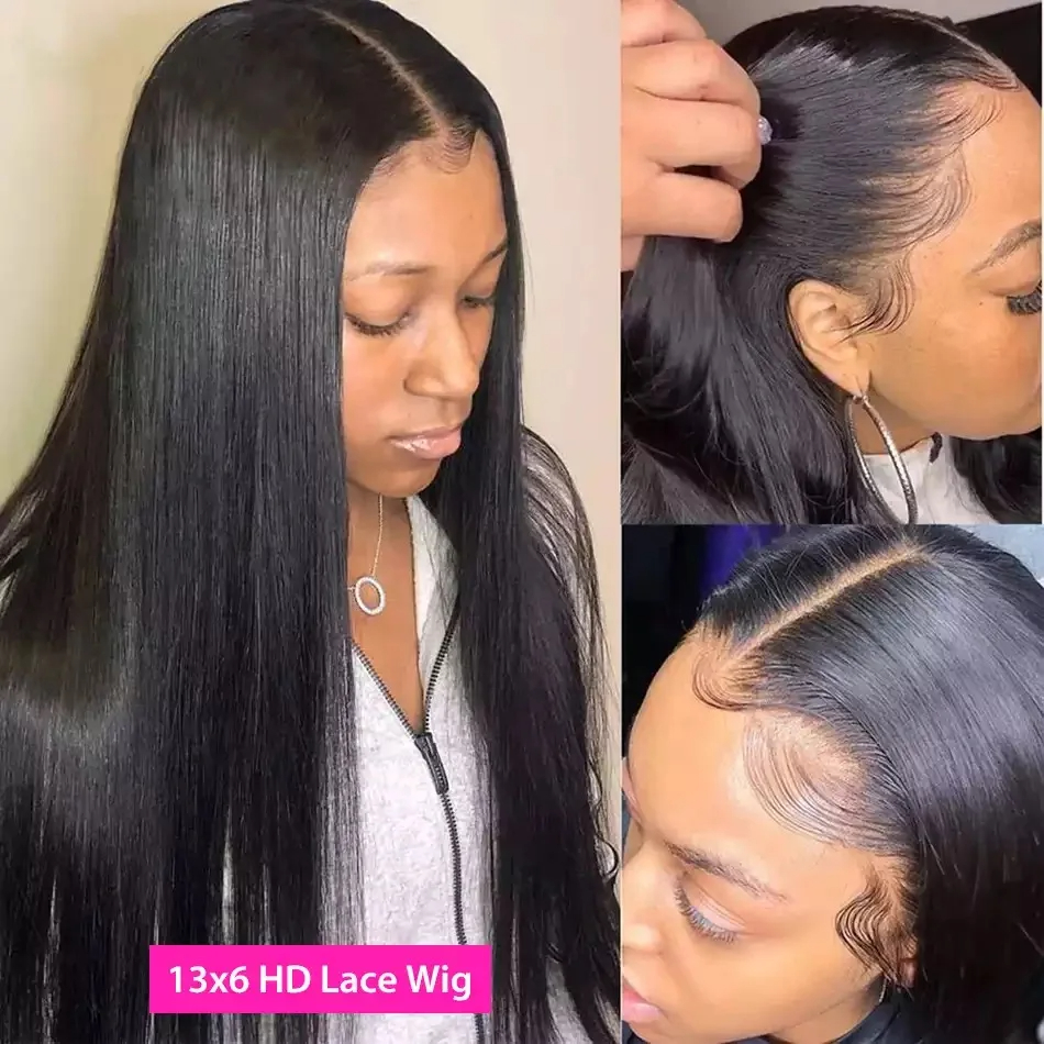 (13x4 HD Frontal Wig 16 inches) HD Lace Front Human Hair Wigs Straight 13x4 13x6 Transparent Lace Frontal Human Hair Wigs Pre Plucked HD Lace Wigs For Women