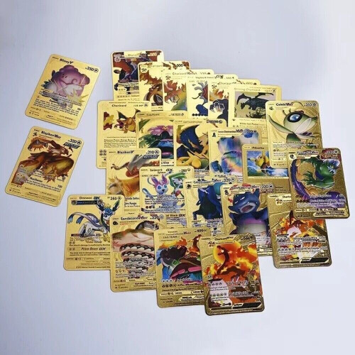 55PCS Gold Pokemon Cards Vmax TCG GX EX Cards Toys Christmas Gifts UK