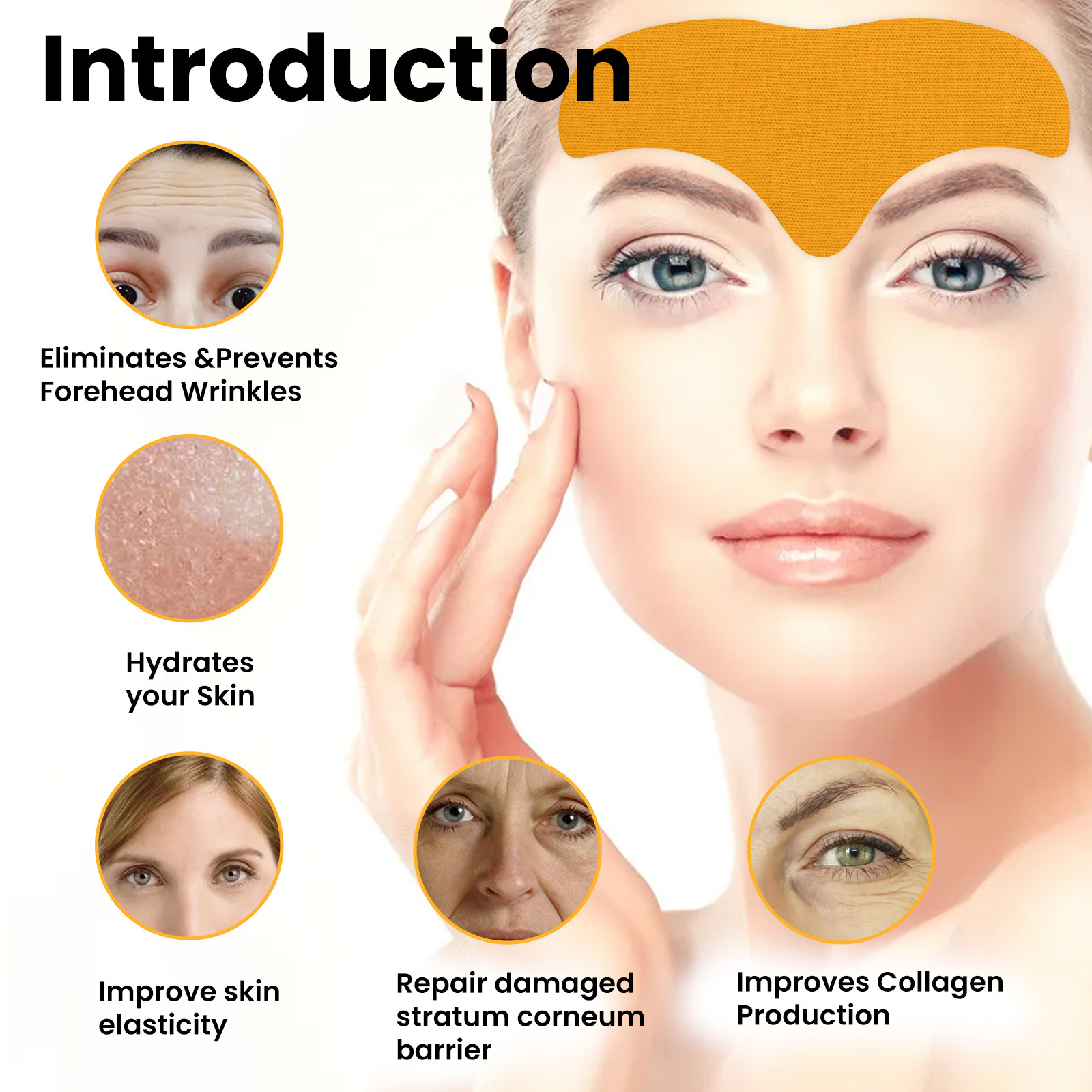 (1 PC) Collagen Forehead Wrinkle Patch Face Mask Head Fine Lines Remover Masks Lifting Anti Aging Stickers for women Face Skin Care Beauty