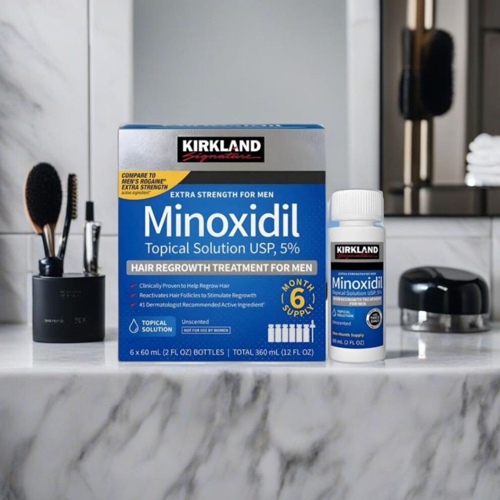 6 Months Kirkland Minoxidil 5, Mens Hair Loss Treatment New packaging Hair Regrowth Treatment Topical Solution
