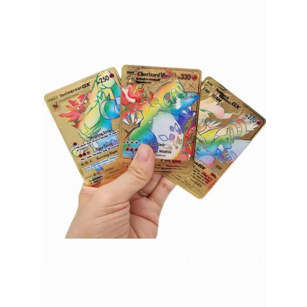 55PCS Pokemon Card Gold Foil Shiny Rainbow Vmax GX Card Charizard Pikachu Collection Kids Toy Gift