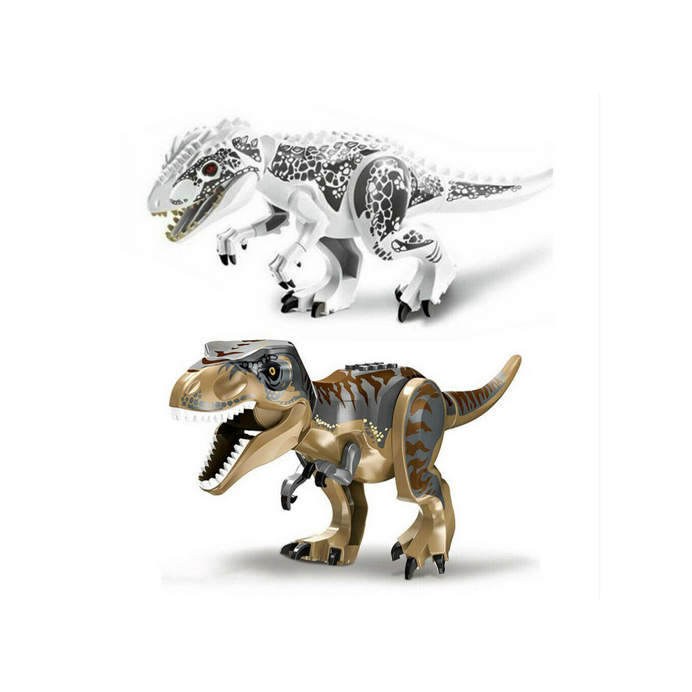 Jurassic Dinosaurs Minifigures Dinosaur Figure Big Size Indominus T Rex Blocks Building Block Toys 2Pcs Educational Dinosaur Toy Large Figures Set for Toddler Learning Girl and Boy