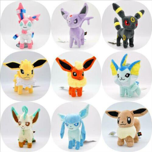 (9PCS/One Of Each) Pokemon Plush Doll Glaceon Vaporeon Soft Plush