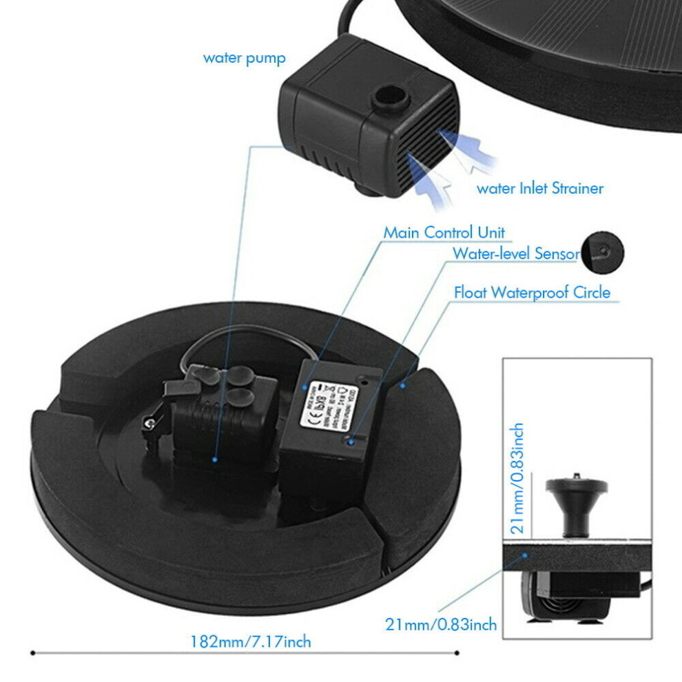 Solar Powered Fountain Water Pumps Floating Garden Pond Pool Fish Bird Bath UK