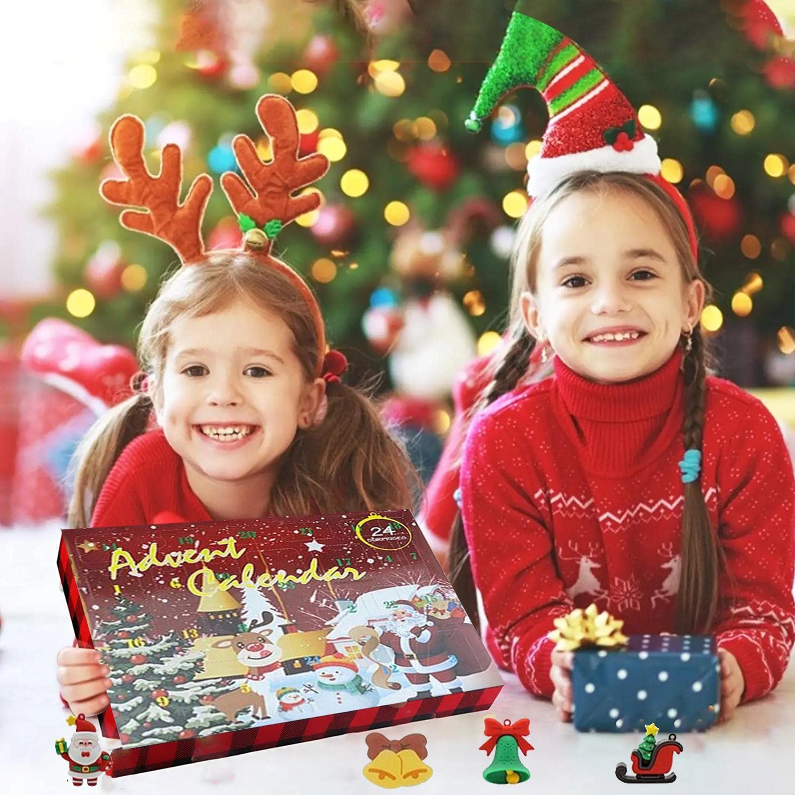 Advent Calendar 2022 Kids Mini Christmas Hanging Ornaments Kit 24 Days Countdown Calendar Plush Toys Box DIY Christmas Tree Decoration Xmas Fillers Party Favor Birthdays Surprise Gifts for Toddlers Kids Girls Boys