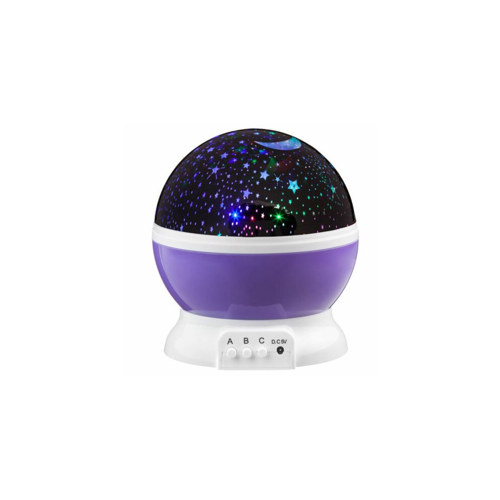 (Purple) Children Kid Bedoom Starry Rotating Star Moon Sky Night Rotation Projector Light