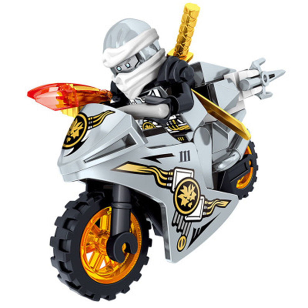 Ninja Minifigures Sets 8pcs Ninjago Motorcycle Action Figure Kits Building Blocks Toys for Boys and Girls Games Collection Adult Children Gifts Party Supplies Carnival Prizes