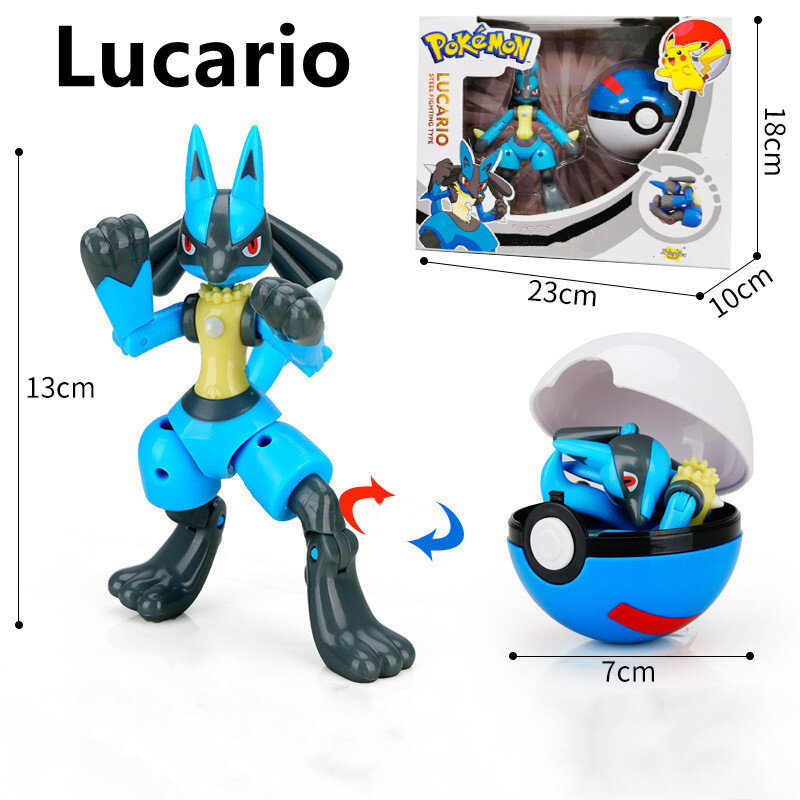 Pokémon Ball Toys with Battle Figure Throwing Fun Toy Lucario Poké Ball Action Figure Anime Dolls Kids Creative Toys Game Gift