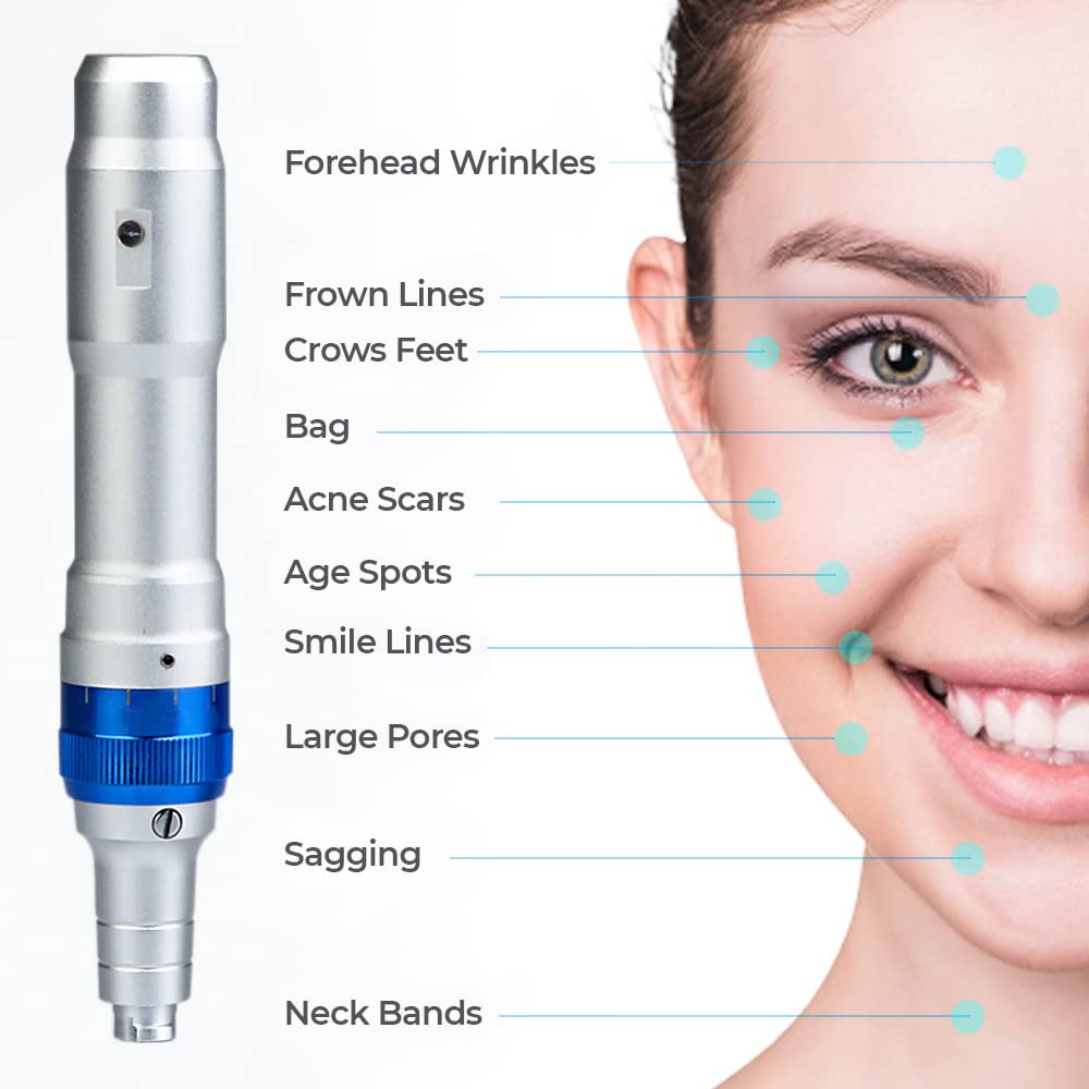 (Dr. Pen A6 with 2pcs 12~Pin) Dr. Pen Ultima A6 Microneedling Pen Professional Kit Multi-function Wireless Derma Beauty Pen Auto Micro Needle Electric Micro Rolling Therapy Device Skin Care Kit for Face and Body Acne Scar Removal