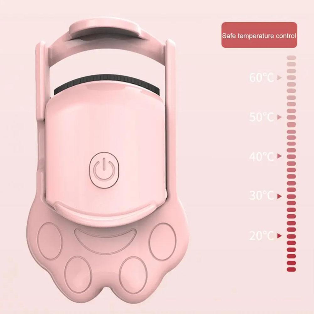 (White) Heated Eyelash Curlers Cat Paw Electric Heated Eyelash Curler USB Eyelash Curler Lash Curling Tool for Women Eyes Makeup Tool for Natural Curling with Heating 2 Level Temp Last All Day