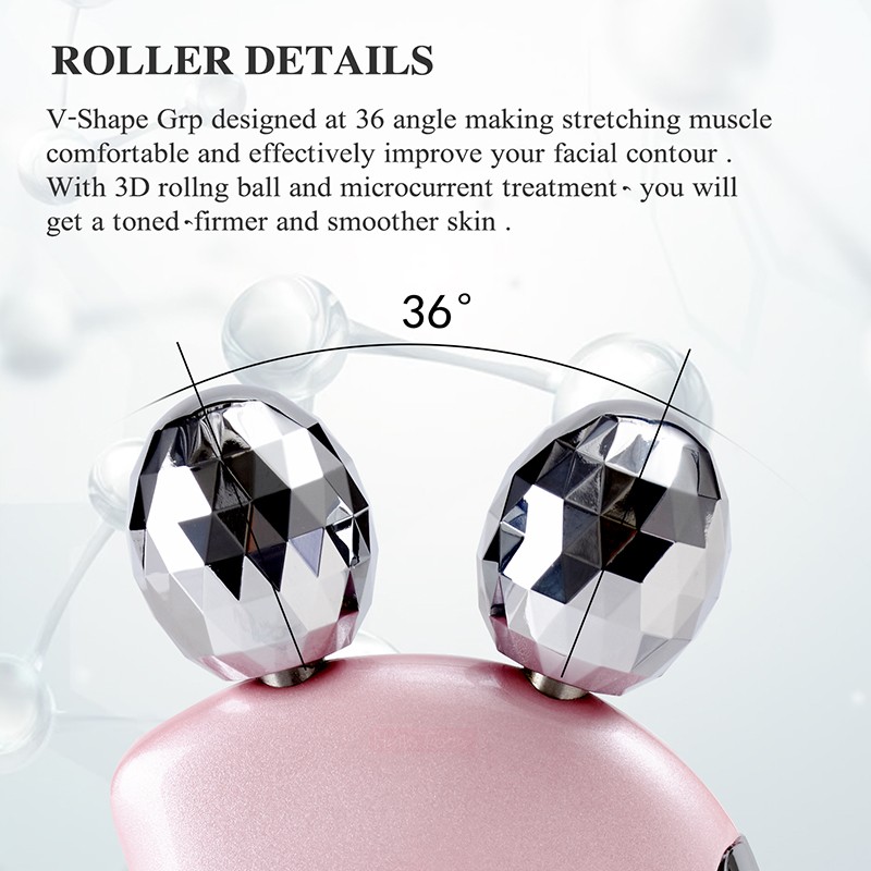 Facial Microcurrent Face Lift Massager EMS Skincare 3D Roller Massage Vibration Galvanic Beauty Apparatus Handheld Shaper Warm Vibration Women Gifts