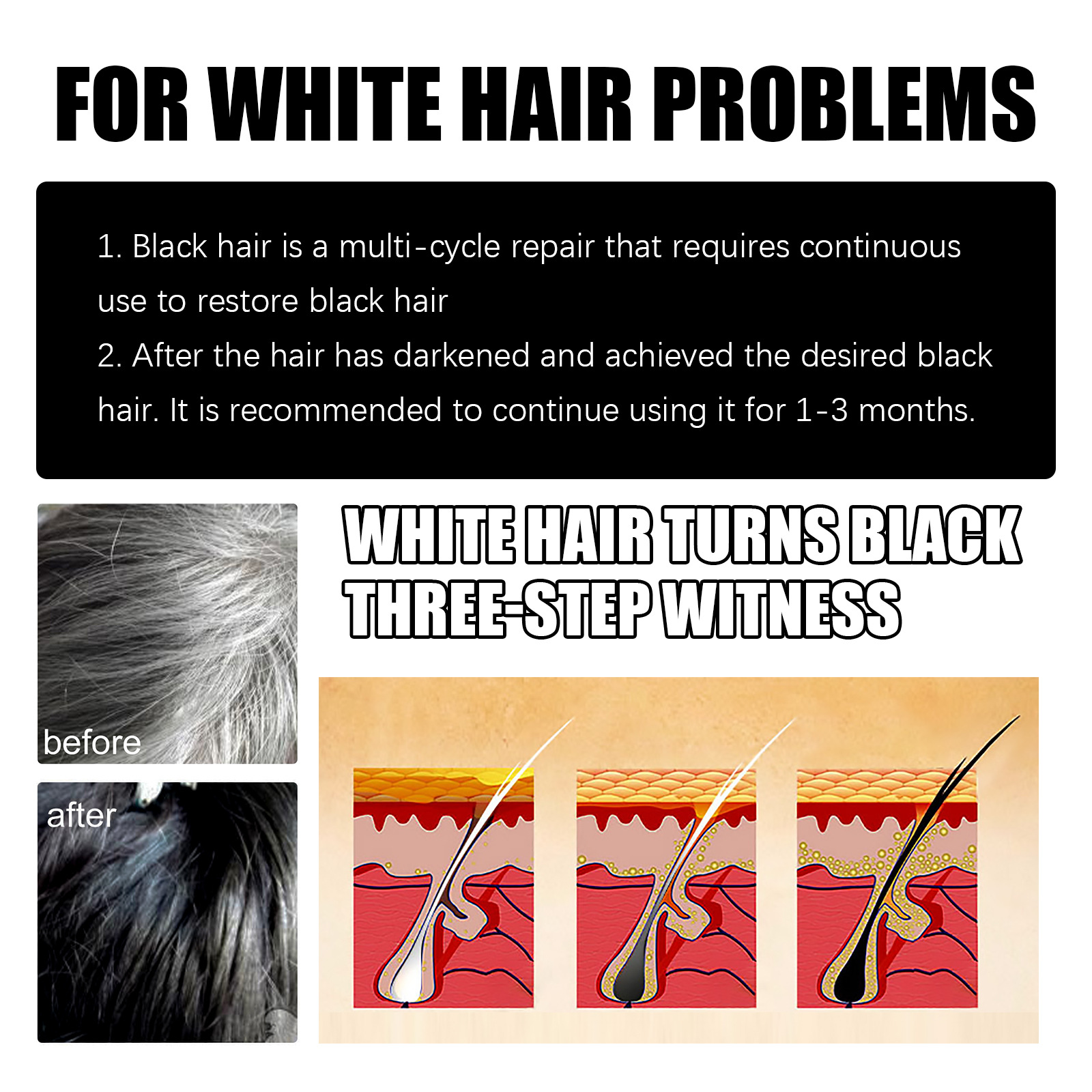 Hair Shampoo Hair Black Shampoo Cover Gray Hair Moisturizing Hair Care