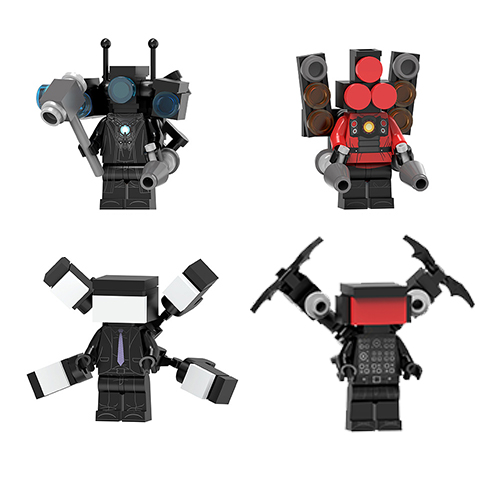 Skibidi Toilet Man Toy Building Blocks Set Mini Figures 4pcs Set Collectible Anime Toys Ideas Toys Kids Toys Gift for Boys and Girls
