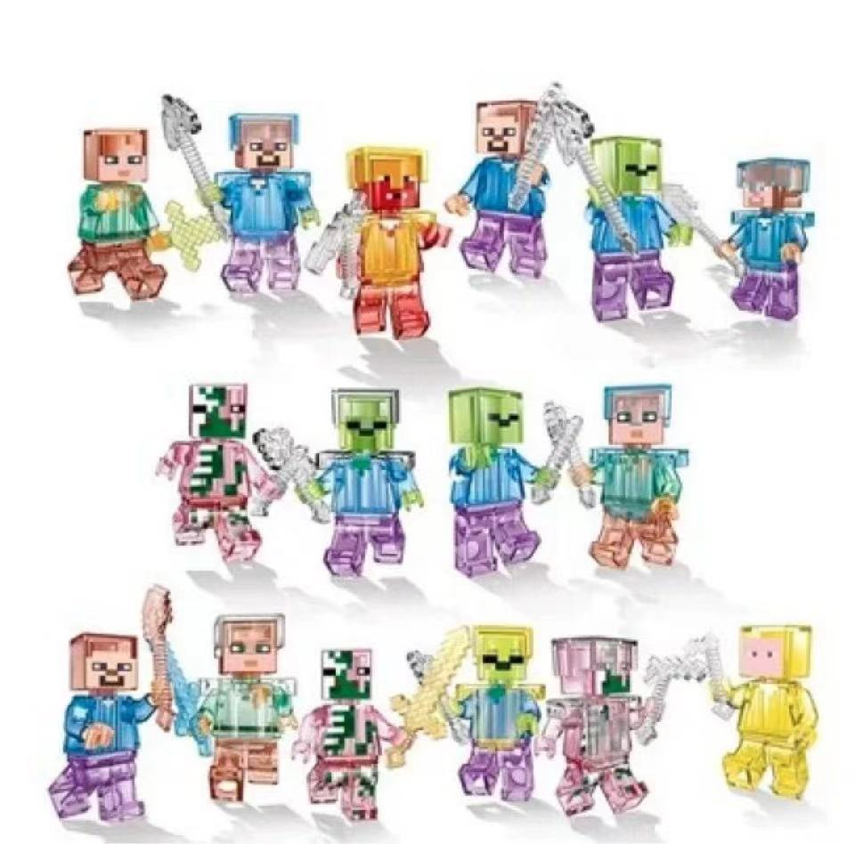 Minecraft Minifigure Set Minifigures Children Gift Building Blocks Toys Mini Construction Toys My World Series Playset 16pcs Set Compatible with Lego