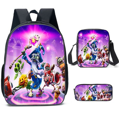 Plants vs.Zombies Image Printing Rucksack Students School Bag Pencil Case Backpack Set