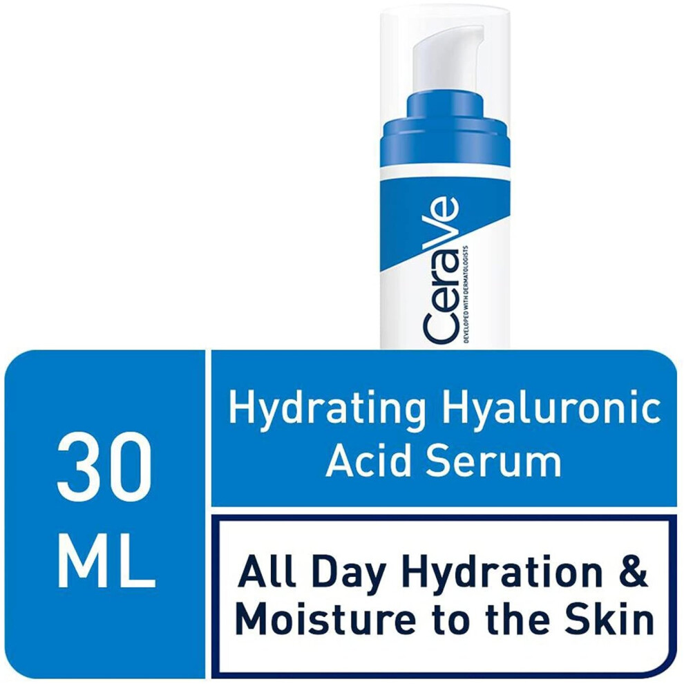 CeraVe Hydrating Hyaluronic Acid Serum | 30ml/1oz | Day & Night Facial Serum with Hyaluronic acid | For All Skin Types