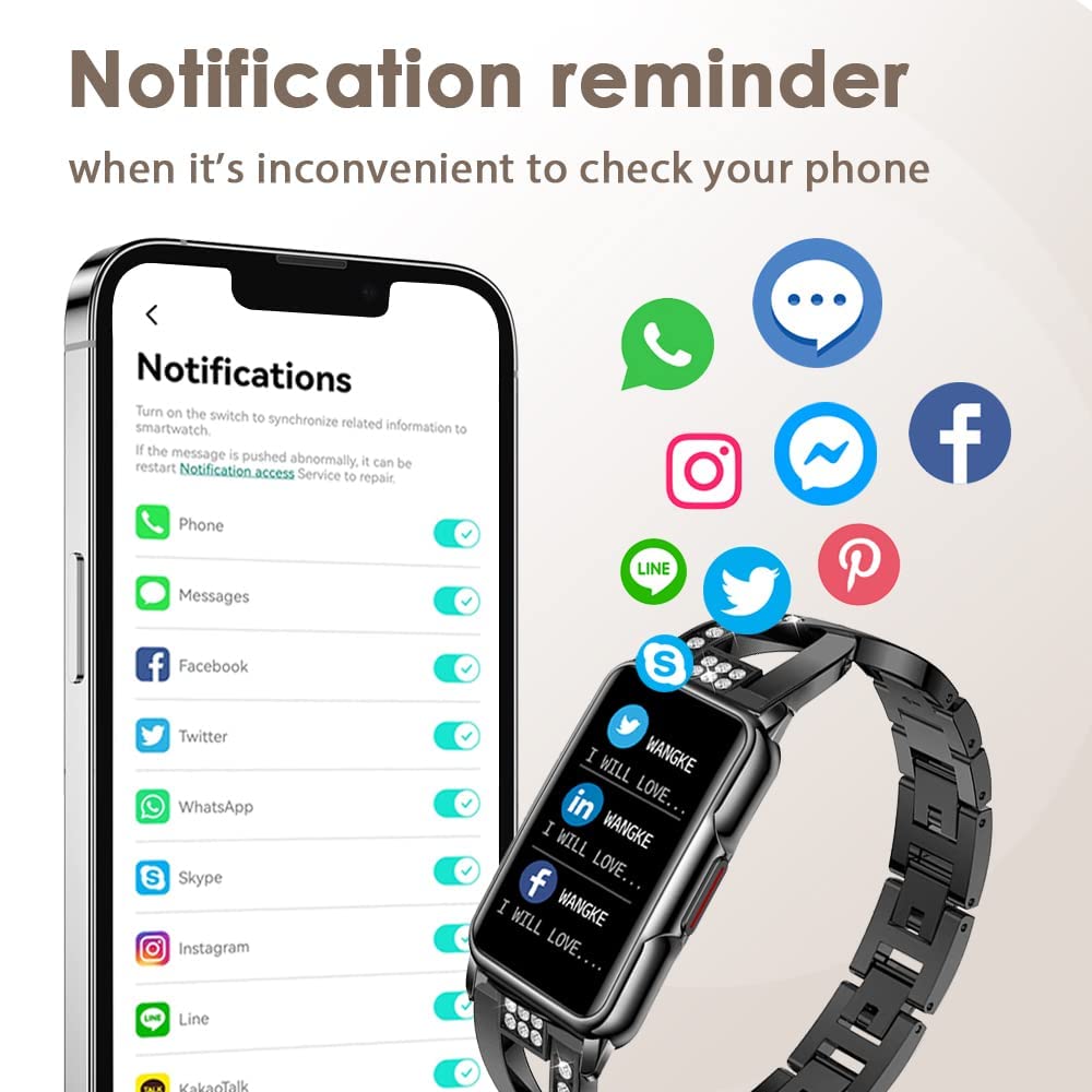 Ladies Smartwatch Smart Watch for Women Blood Pressure Bracelet Heart Rate Blood Oxygen Sleep Monitor Compatible with Android iOS
