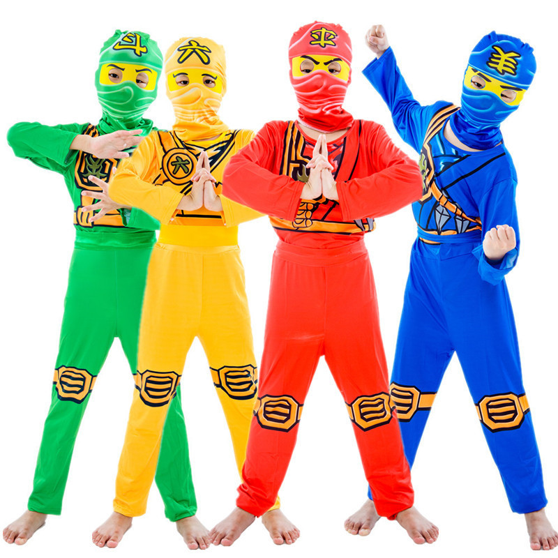 (Red 110) Kids Ninja Cosplay Costume Jumpsuit Set Halloween and Christmas Party Costume Street Costume Ninja Role Playing Costume for Boy and Girl