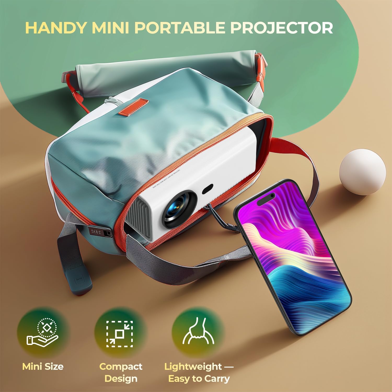 Mini ProjectorElectric Focus Keystone Zoom 15000L Full HD 1080P Portable Projector with WiFi and Bluetooth Outdoor Movie Projector for Bedroom Sports Party Support Phone Laptop TV Stick HDMI