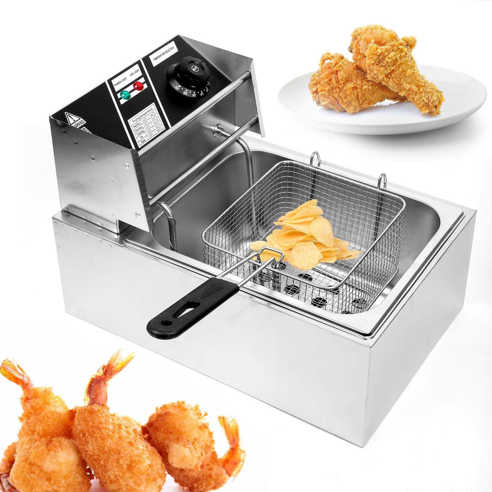 10L 2500W Commercial Electric Deep Fryer Fat Chip Single Tank Kitchen