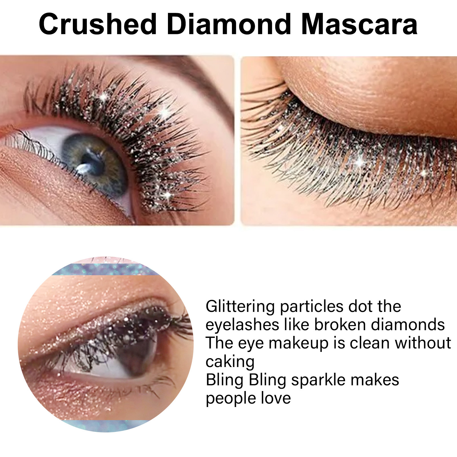 (1pc Mascara) Diamond Glitter Mascara Quick Dry Long Lasting Waterproof Curling Thick Shiny Eyelash Sexy Mascara Stereotyping Shining Beauty Makeup  Cosmetics Tool UK