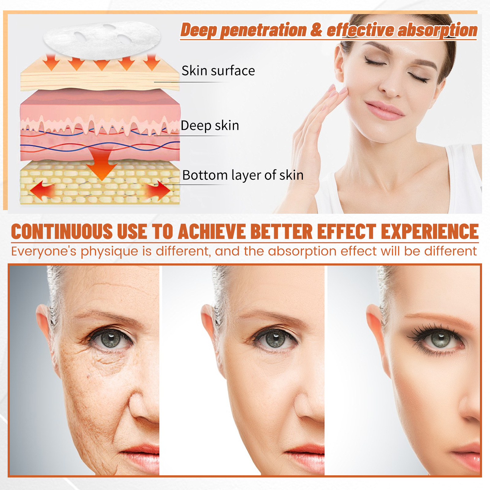 Collagen Anti Aging Facial Mask Spray Remove Dull Melanin Brighten Firm Skin Fade Fine Line Moisturizing Care Whitening Vitamin C Mask Women