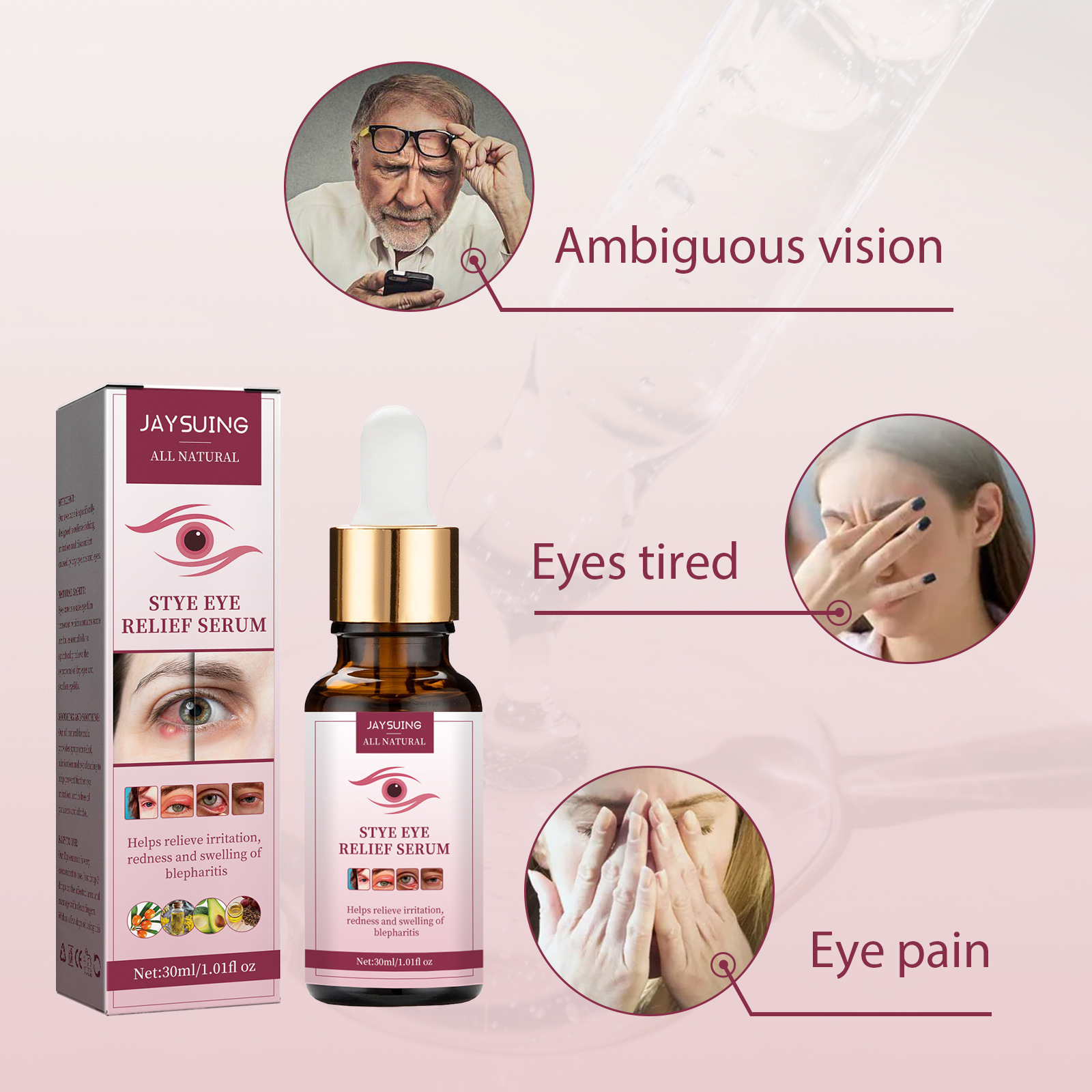 (1pc) Jaysuing Eye Swelling Relief Essence Relieve Fatigue Eyesight Remove Fat Granule Improve Redness Stye Eye Treatment Moisturizes Eye Serum 30ml