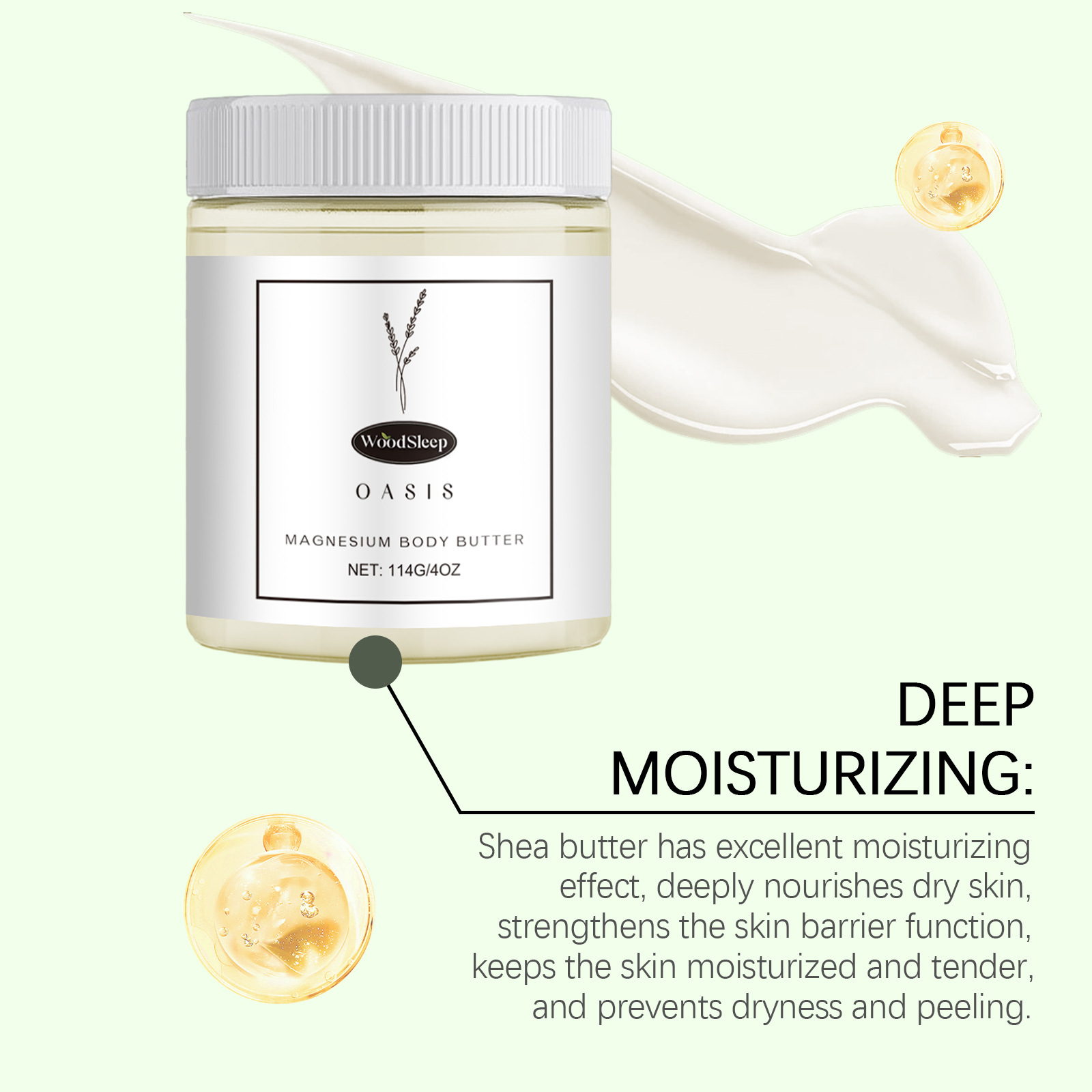WOODSLEEP Body Moisturizer Butter Magnesium Cream Moisturizing Body Lotion Cream Restores Body Skin Care 114g