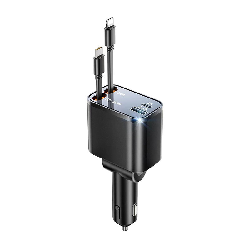 Retractable Car Charger Adapter 30W Cigarette Lighter USB C Car Phone Charger Travel Car Accessories Gifts for Women Men