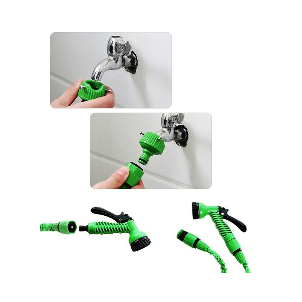 (100FT) Heavy Duty Expandable Garden & Carwash Magic Hose Pipe Spray Gun Garden Hose