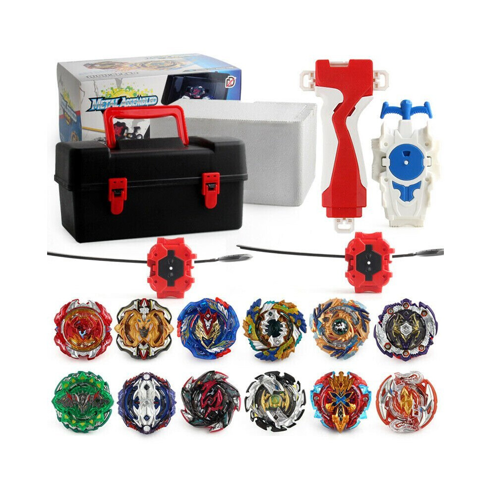 (Black) 12X Beyblade Burst Set Spinning with Launcher+Box Gift Pack